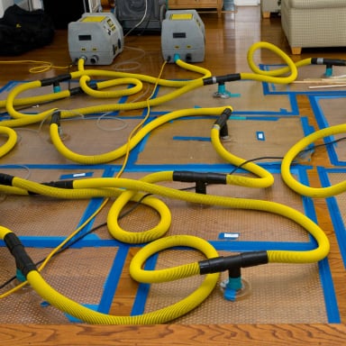 Water extraction equipment on a dry floor